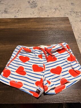 Mini Boden Red Hearts Towel Shorts